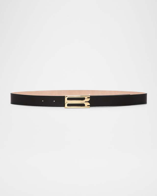 Jumbo Gold-Plated B-Logo Leather Belt